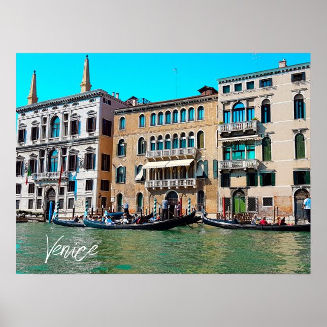Póster Barcos del Gran Canal Gondola de Venecia (Frente)