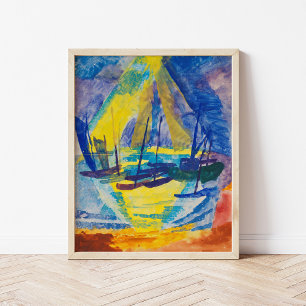 Póster Barcos en el sol de la noche   Fritz Schaefler