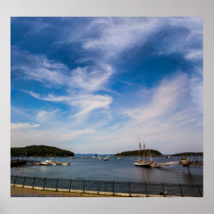 Póster Barcos en la Bahía Francés, Maine en Verano