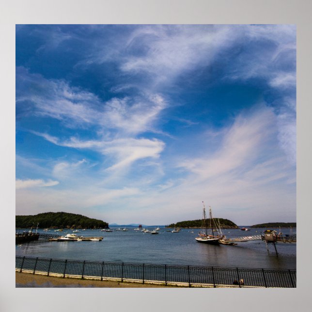 Póster Barcos en la Bahía Francés, Maine en Verano (Frente)