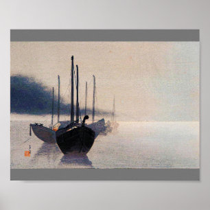 Póster Barcos en la niebla, Watanabe Seitei