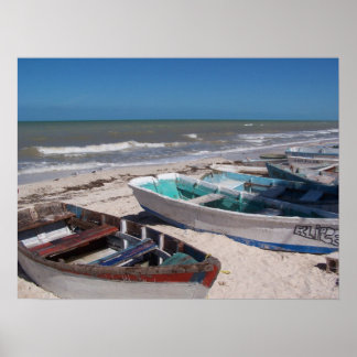 Póster Barcos en la playa