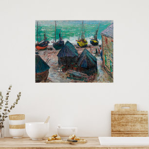 Póster Barcos en la playa de Étretat Claude Monet