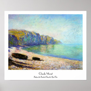 Póster Barcos en la playa de Pourville, Monet de baja mar
