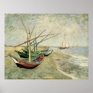 Póster Barcos en la playa en Saintes-Maries - Van Gogh