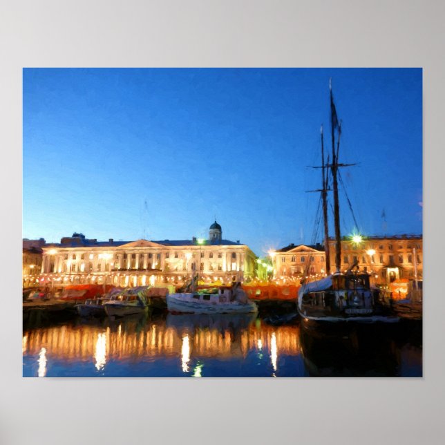Póster Barcos en la Plaza del Mercado de Helsinki por la  (Frente)
