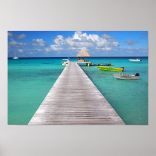 Póster Barcos en un embarcadero en el Pacífico