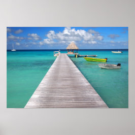 Póster Barcos en un espigón en el Pacífico