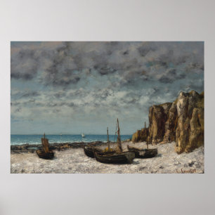 Póster Barcos en una playa, Étretat – Gustave Courbet