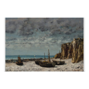 Póster Barcos en una playa, Étretat – Gustave Courbet