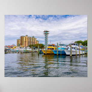 Póster Barcos Estacionados Cartel del Puerto de Destin Fl