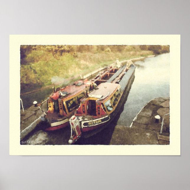 Póster Barcos estrechos de trabajo (Frente)
