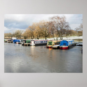 Póster Barcos estrechos invierno Postcard más alto de Poy
