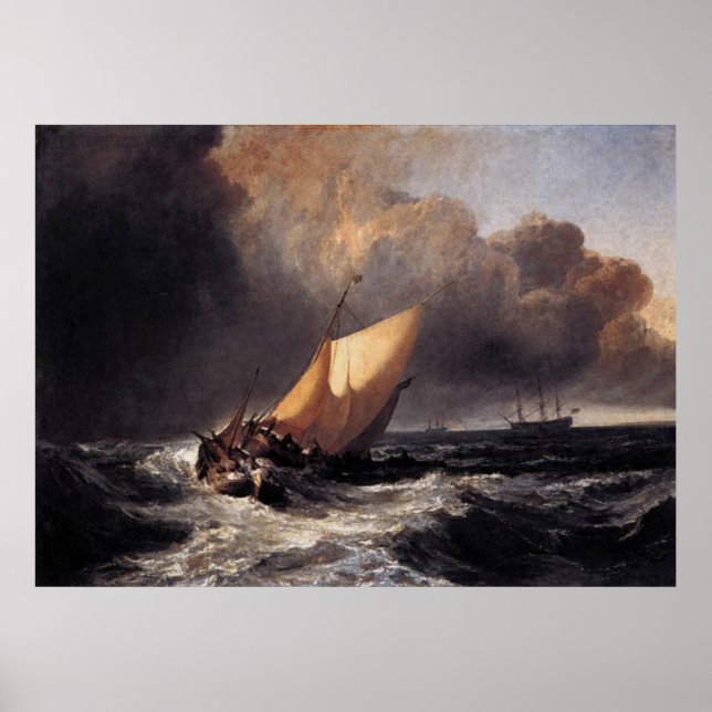 Póster Barcos holandeses en un Gale (Frente)