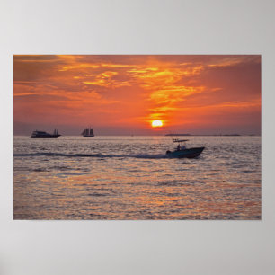 Póster Barcos, Key West Sunset, Florida