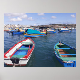 Póster Barcos pesqueros de Malta en el puerto de Marsaxlo