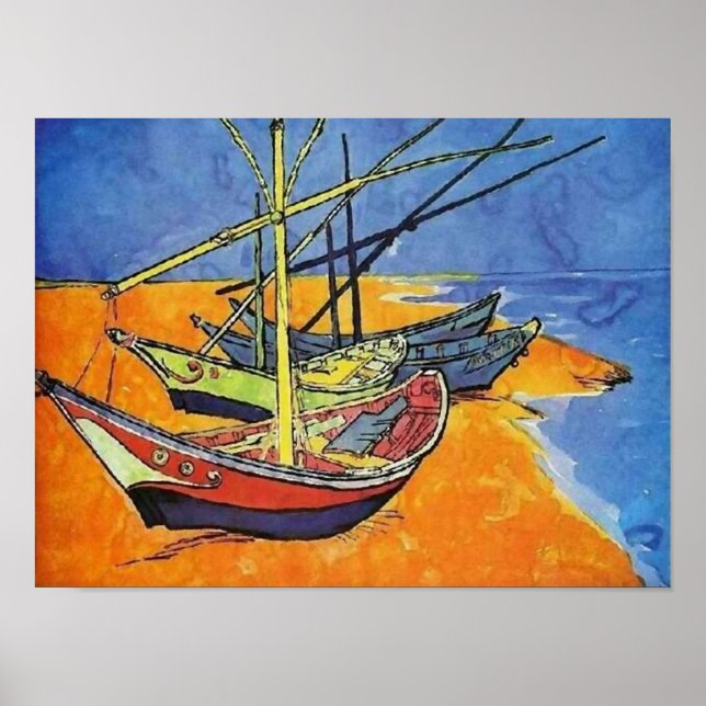 Póster Barcos pesqueros en el Bella Artes Van Gogh de la  (Frente)
