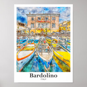 Póster Bardolino Italia Trae mano acuática