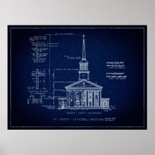 PÓSTER BARDSTOWN KENTUCKY CATHEDRAL BLUEPRINT