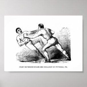 Póster Bare Knuckle Boxing Ilustracion Victoriano