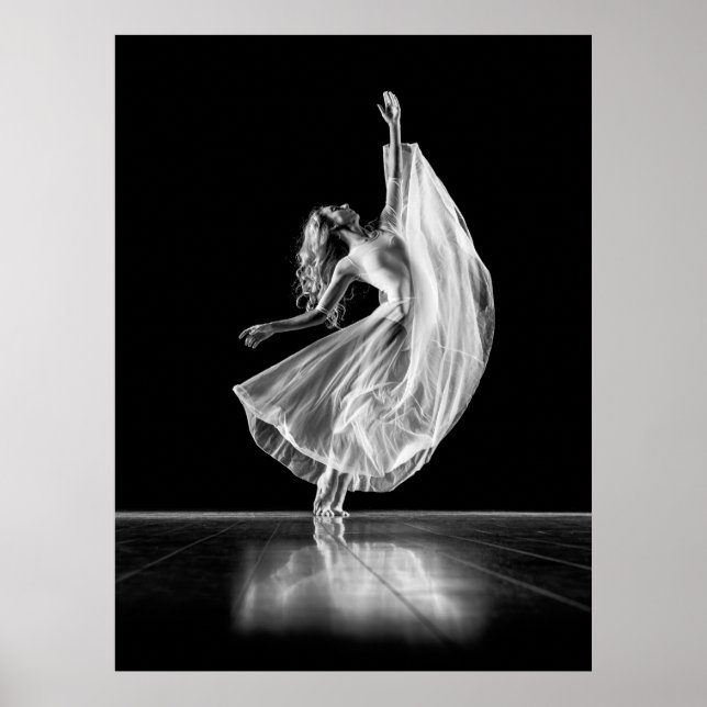 PÓSTER BAREFOOTED BALLET DANCER - NEGRO Y BLANCO (Frente)