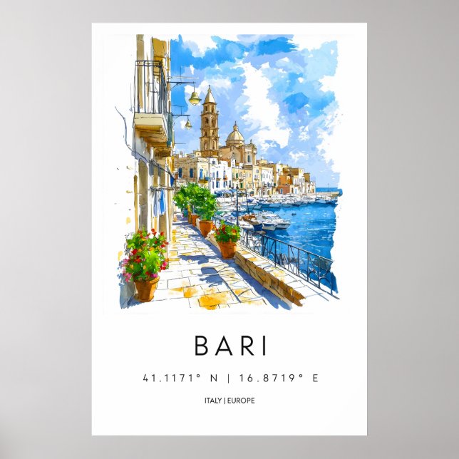 Póster Bari Acuarela 2 (Frente)