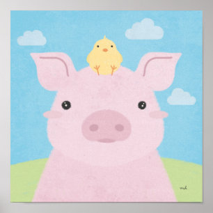 Póster Barn Buddies - Piglet & Chick