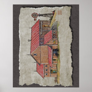 Póster Barn Buggy & Windmill