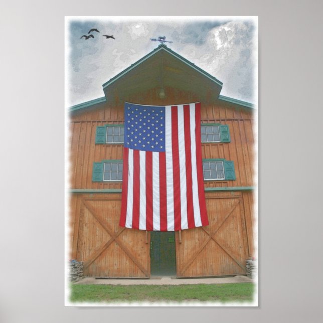Póster Barn de Bandera Americana (Frente)