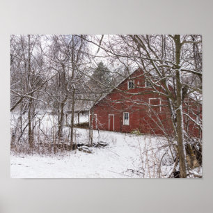 Póster Barn Rojo En La Nieve
