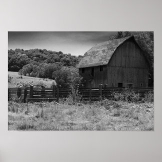 Póster Barn Rústico Blanco y Negro