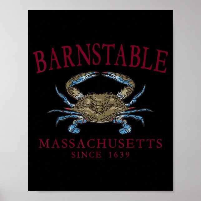 Póster Barnstable Massachusetts Crab Town Desde 1639 (Frente)
