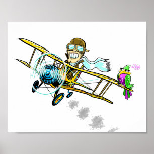 Póster barnstormer y pájaro