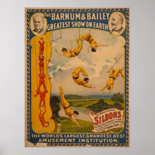 Póster Barnum y Bailey/artistas de trapecio