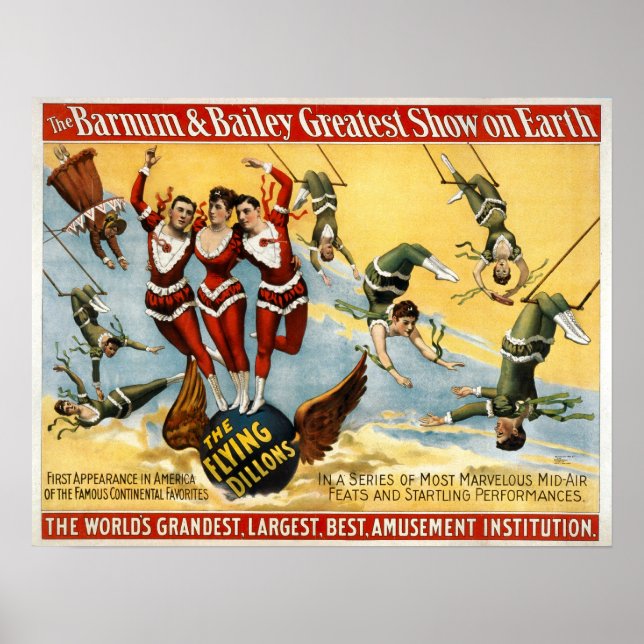 Póster Barnum y Bailey - Los Dillones Voladores (Frente)