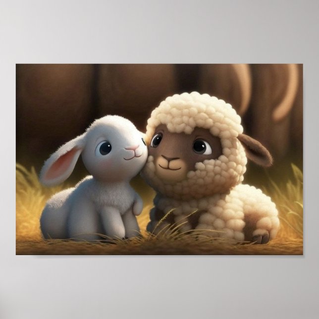 Póster Barnyard Friends Series - Conejito y Cordero (Frente)