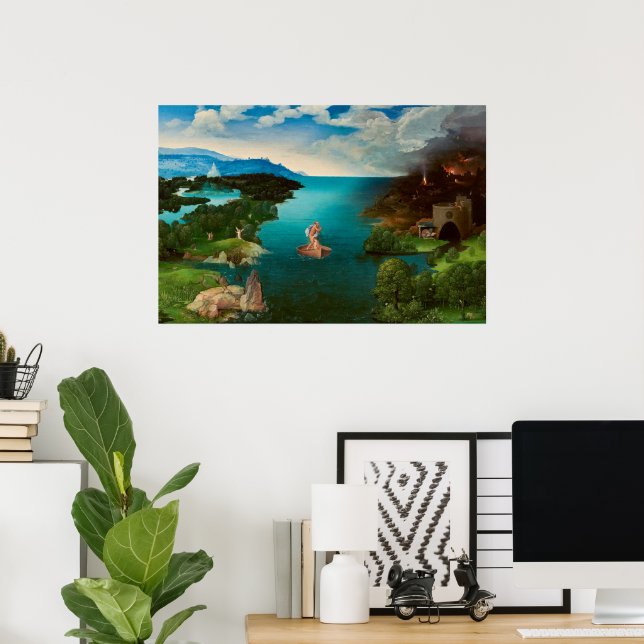 Póster Barón cruzando el río Styx por Joachim Patinir (Oficina en casa)