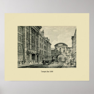 Póster Barra 1800 del templo de Londres de la antigüedad