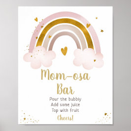 Póster Barra Baby Shower Mimosa del bollo de oro neutro a