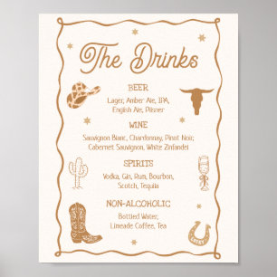 Póster Barra de Bebidas para Desayuno Nupcial al Estilo W