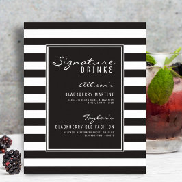 Póster Barra de Boda con tiras en blanco y negro