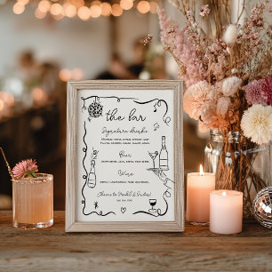 Póster Barra de Boda de mano dibujada de manera extraña y