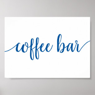 Póster Barra de café simple   Azul francés Cualquier Rótu
