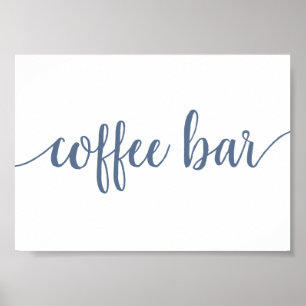 Póster Barra de café simple   Dusty Blue Cualquier Rótulo