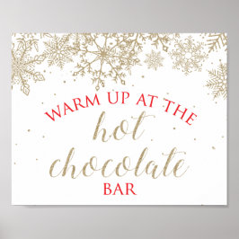 Póster Barra de Chocolate Caliente Copo de Nieve Dorado L