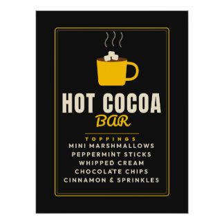 Póster Barra de Chocolate Caliente Navidad Fiesta de Invi