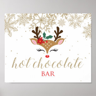 Póster Barra de Chocolate Caliente Reno de Navidad Dorado