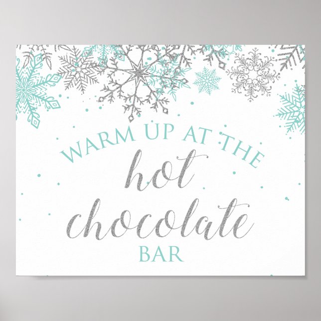 Póster Barra de chocolate caliente Winter Onederland azul (Frente)