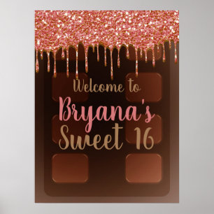 Póster Barra de Chocolate con Brillo Rosa Drip Caramelo D