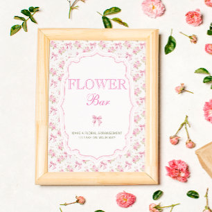 Póster Barra de flor de la barra rosada de amor